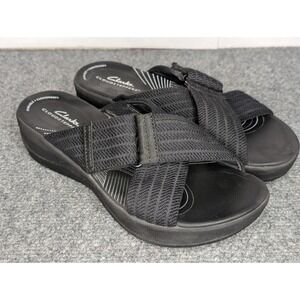 Women's Clarks, Arla Wave Adjustable Sandal 76960 Black Size 7M Cloudstepper